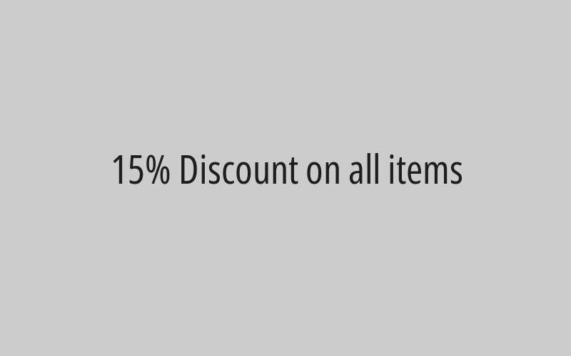 15% Discount on all items