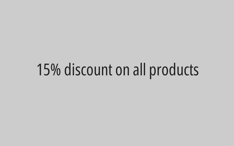 15% discount on all products