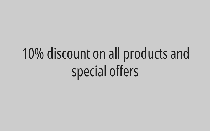 10% discount on all products and special offers