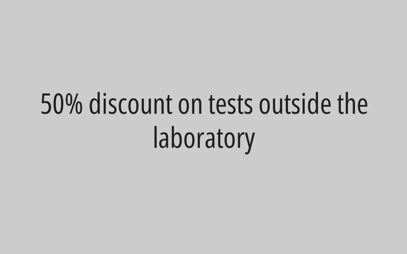 50% discount on tests outside the laboratory